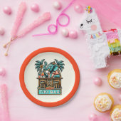 Personalisieren Sie Retro Elephant Tiki Bar Pappteller (Party)