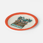Personalisieren Sie Retro Elephant Tiki Bar Pappteller (Schrägansicht)