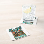 Personalisieren Sie Retro Elephant Tiki Bar Rechteckiger Pappuntersetzer (Vor Ort)