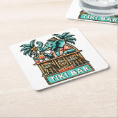 Personalisieren Sie Retro Elephant Tiki Bar Rechteckiger Pappuntersetzer (angewinkelt)