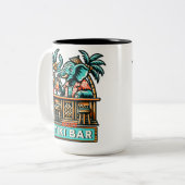 Personalisieren Sie Retro Elephant Tiki Bar Zweifarbige Tasse (Vorderseite Links)