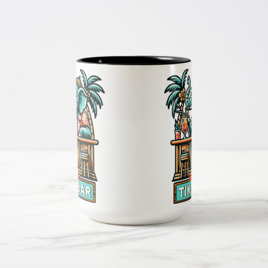 Personalisieren Sie Retro Elephant Tiki Bar Zweifarbige Tasse (Mittel)