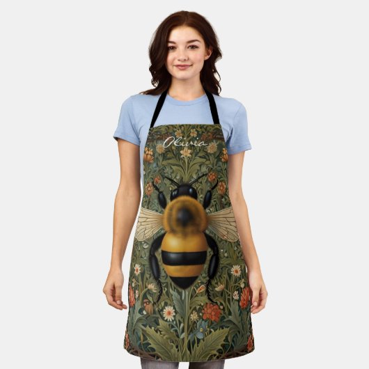 Personalisieren Sie Retro-Hummel boho botanische B Schürze (Getragen)