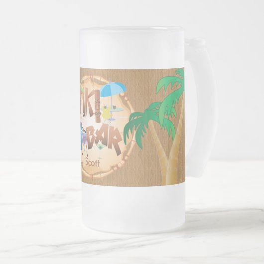 Personalisieren Sie Retro Tiki Bar Party Mattglas Bierglas (VorderseiteRechts)