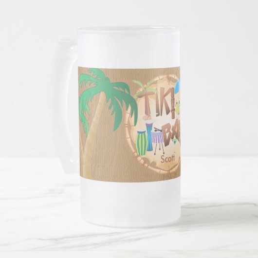 Personalisieren Sie Retro Tiki Bar Party Mattglas Bierglas (Vorderseite Links)