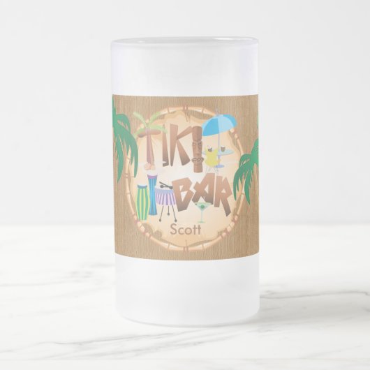 Personalisieren Sie Retro Tiki Bar Party Mattglas Bierglas (Mittel)