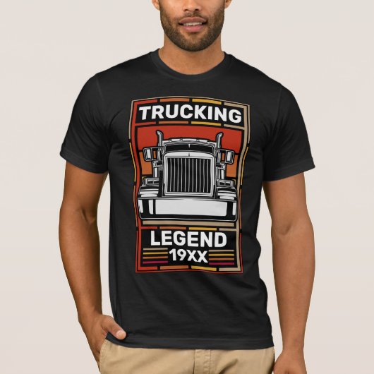 Personalisieren Sie Retro Trucker Legend Semi Truc T-Shirt (Vorderseite)