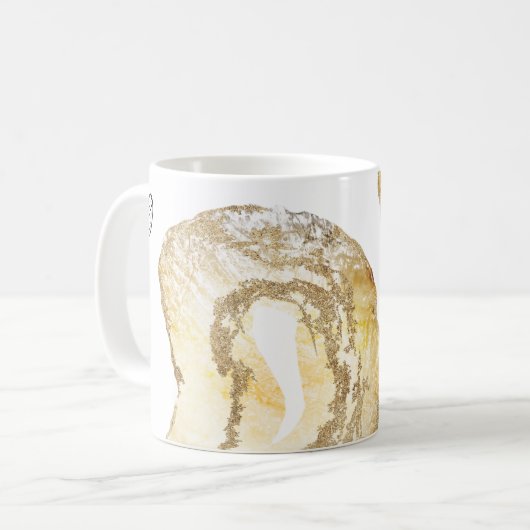 *~* Personalisieren Sie ROCKEN Gelber Glitzer Kaffeetasse (Vorderseite Links)