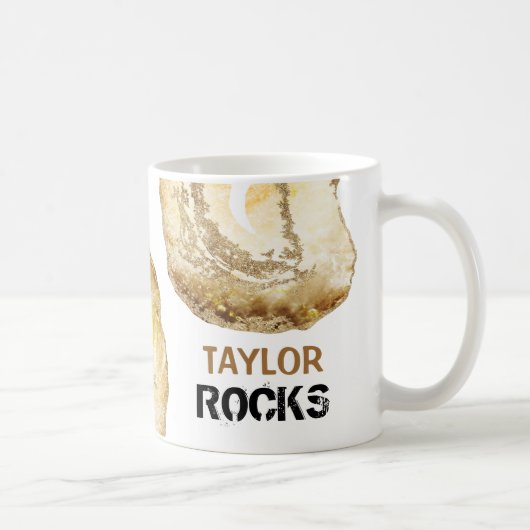 *~* Personalisieren Sie ROCKEN Gelber Glitzer Kaffeetasse (Rechts)
