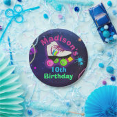 Personalisieren Sie Roller Skaten Neon Birthday Cl Pappteller (Party)