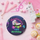 Personalisieren Sie Roller Skaten Neon Birthday Cl Pappteller (Party)