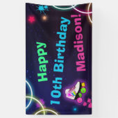 Personalisieren Sie Roller Skaten Neon Geburtstag Banner (Vertikal)
