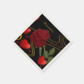 Personalisieren Sie romantische Rote Herzen Rose G Serviette (Ecke)