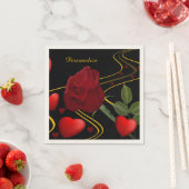 Personalisieren Sie romantische Rote Herzen Rose G Serviette (Beispiel)