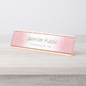 Personalisieren Sie Rose Gold Moderne elegante Vor Schreibtischnamensplakette (Vorderseite )