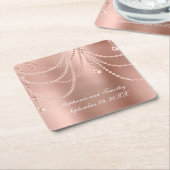 Personalisieren Sie Rose Gold Pearls Diamant Bling Rechteckiger Pappuntersetzer (angewinkelt)
