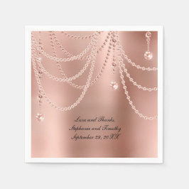 Personalisieren Sie Rose Gold Pearls Diamant Bling Serviette