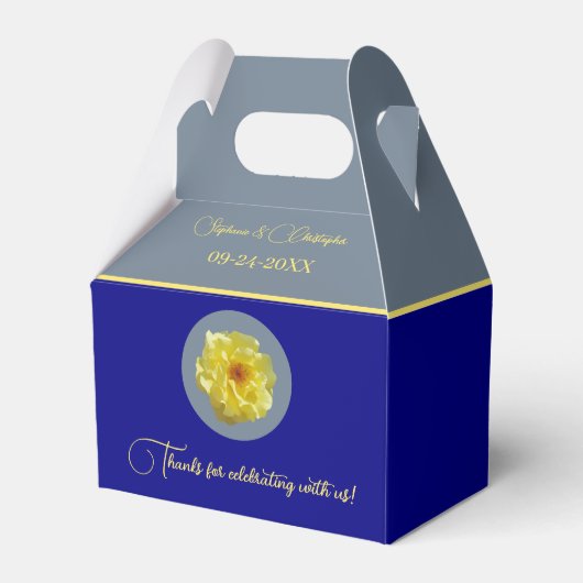 Personalisieren Sie Rose Navy Blue Slate Gray Wedd Geschenkschachtel (Vorderseite)