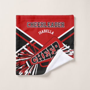 Personalisieren Sie Rot, Schwarz und Weiß Cheerlea Badhandtuch Set