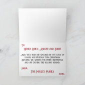 Personalisieren Sie Rot und Blau Weihnachten gestr Karte (Innenseite)