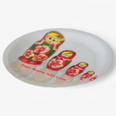 Personalisieren Sie russische Matryoshka stapelbar Pappteller (Schrägansicht)