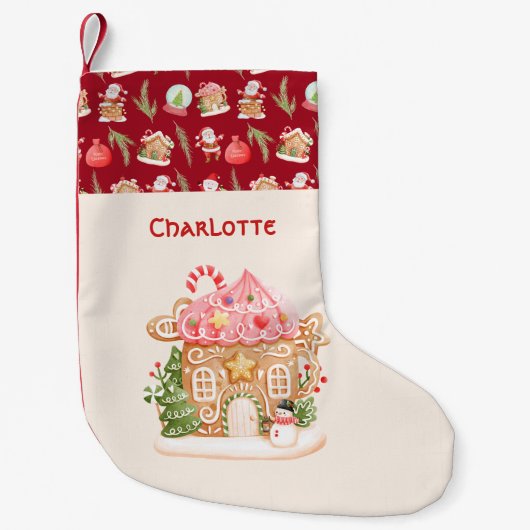 Personalisieren Sie Santa Gingerbrot House Urlaub Kleiner Weihnachtsstrumpf (Vorderseite)