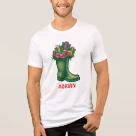 Personalisieren Sie Santas neue Stiefel Tri-Blend Shirt