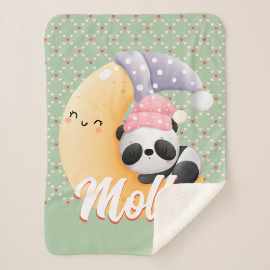 Personalisieren Sie Schlafpanda Baby Name Sherpadecke (Vorderseite)