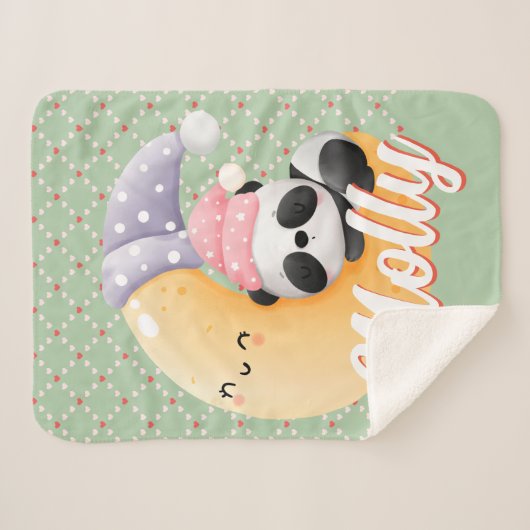 Personalisieren Sie Schlafpanda Baby Name Sherpadecke (Vorderseite (Horizontal))