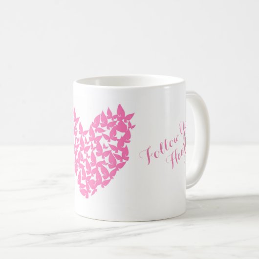 personalisieren Sie Schmetterling-Herz-Rosa-Tasse Kaffeetasse (VorderseiteRechts)