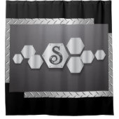 Personalisieren Sie Schwarz- und Silbermetall Duschvorhang (Vorderseite)