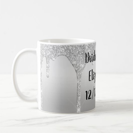 Personalisieren Sie Silver Glitzer Tropfen Geschen Kaffeetasse (Links)