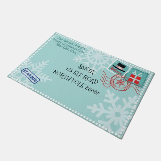 Personalisieren Sie Snowflake Weihnachten Weihnach Fußmatte (Schrägansicht)