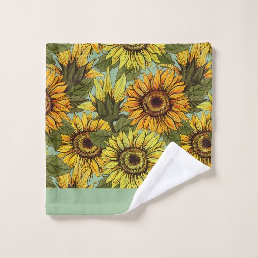 Personalisieren Sie Sonnenblumen mit Folien-Hinter Badhandtuch Set (Waschlappen)