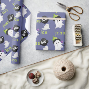 Personalisieren Sie Spaß Halloween Ghost & Boo Mus Geschenkpapier