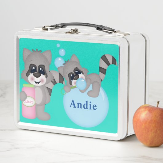 Personalisieren Sie spielerische Raccoons Metall Brotdose (Beispiel)