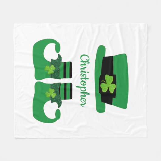 Personalisieren Sie St. Patrick's Leprechaun Green Fleecedecke (Vorderseite (Horizontal))