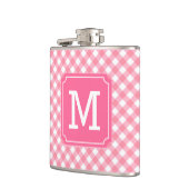 Personalisieren Sie stilvolle Baby Pink Gingham Mo Flachmann (Links)