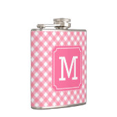 Personalisieren Sie stilvolle Baby Pink Gingham Mo Flachmann (Rechts)