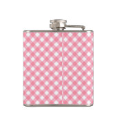Personalisieren Sie stilvolle Baby Pink Gingham Mo Flachmann (Rückseite)