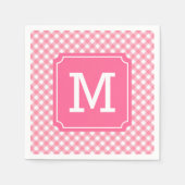 Personalisieren Sie stilvolle Baby Pink Gingham Mo Serviette (Vorderseite)