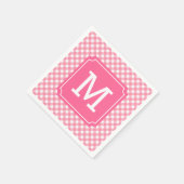 Personalisieren Sie stilvolle Baby Pink Gingham Mo Serviette (Ecke)