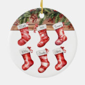 Personalisieren Sie Strümpfe Große Familie von 6 W Keramik Ornament (Hinten)