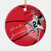 Personalisieren Sie Super ⭐ Star Player Red 🏀 Bas Keramikornament (Vorne)
