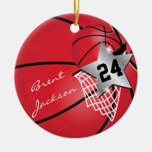 Personalisieren Sie Super ⭐ Star Player Red 🏀 Bas Keramikornament