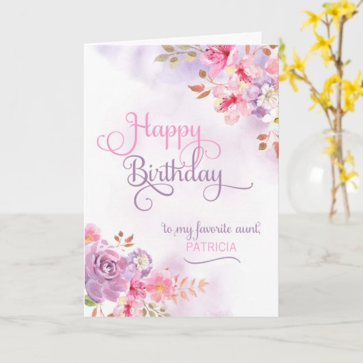 Personalisieren Sie Tante, glücklich zum Geburtsta Karte (Gelbe Blume)