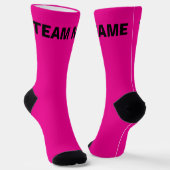 Personalisieren Sie TEAM NAME Fuchsia Socken (Gewinkelt)
