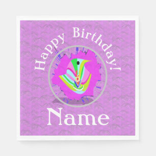 Personalisieren Sie Text Niedlich Love Bird Graphi Serviette
