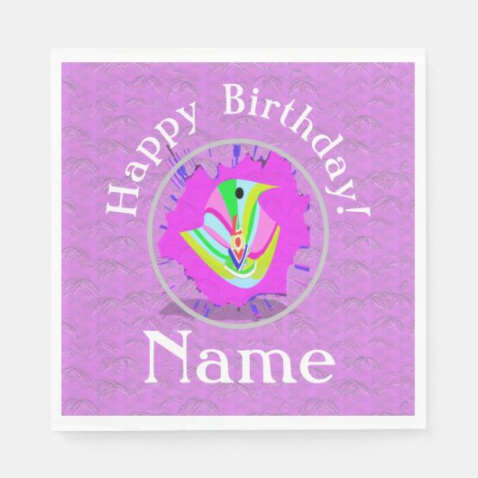 Personalisieren Sie Text Niedlich Love Bird Graphi Serviette (Vorderseite)