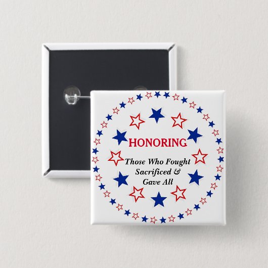 Personalisieren Sie Text Patriotic Veteran First R Button (Vorne & Hinten)